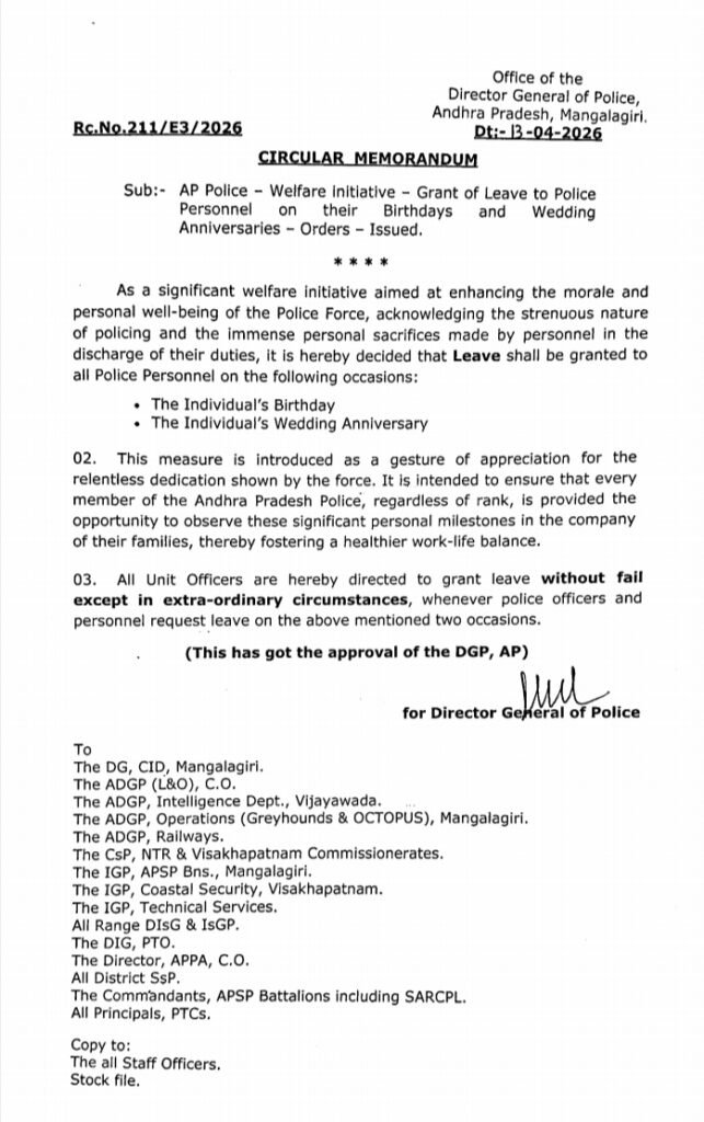 ఏపీ పోలీసులకు తీపికబురు