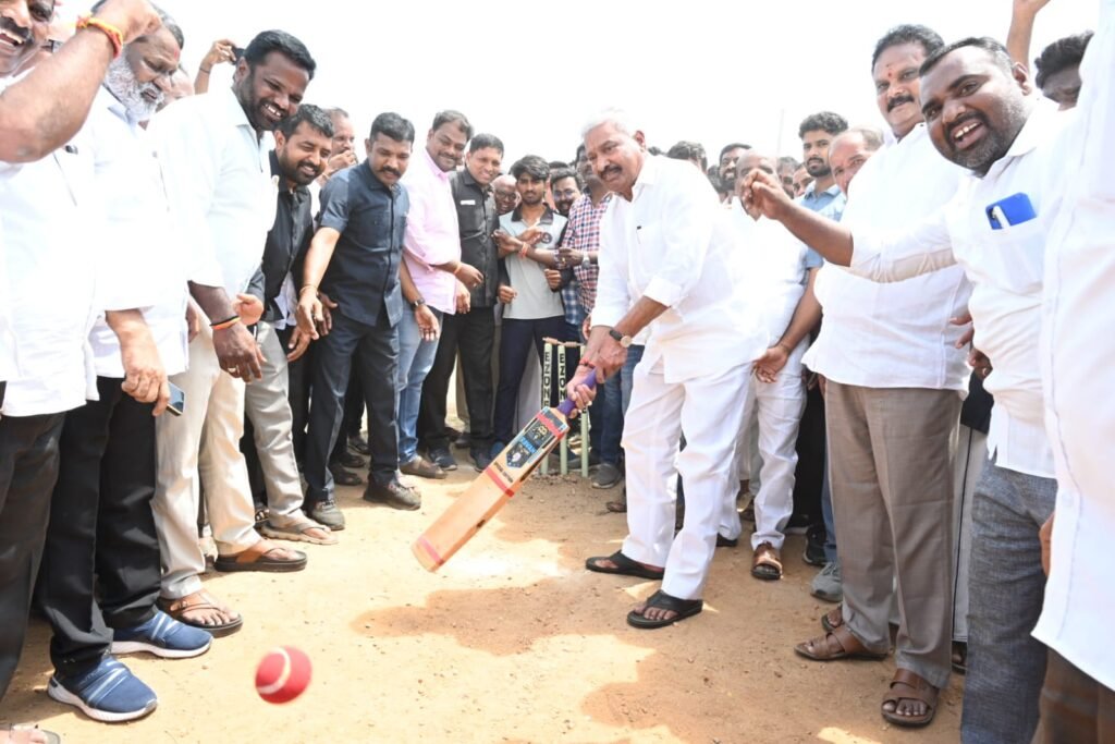 క్రికెట్‌ టోర్నమెంట్‌ను ప్రారంభించిన మాజీ మంత్రి పెద్దిరెడ్డి