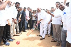 క్రికెట్‌ టోర్నమెంట్‌ను ప్రారంభించిన మాజీ మంత్రి పెద్దిరెడ్డి