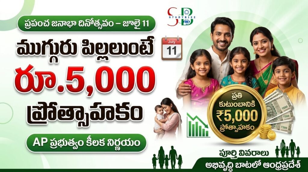 ముగ్గురు పిల్లలున్న కుటుంబాలకు రూ.5,000 ప్రోత్సాహకం