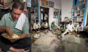 బీఆర్ఎస్ కార్యకర్త ఇంట్లో కేటీఆర్ భోజనం..