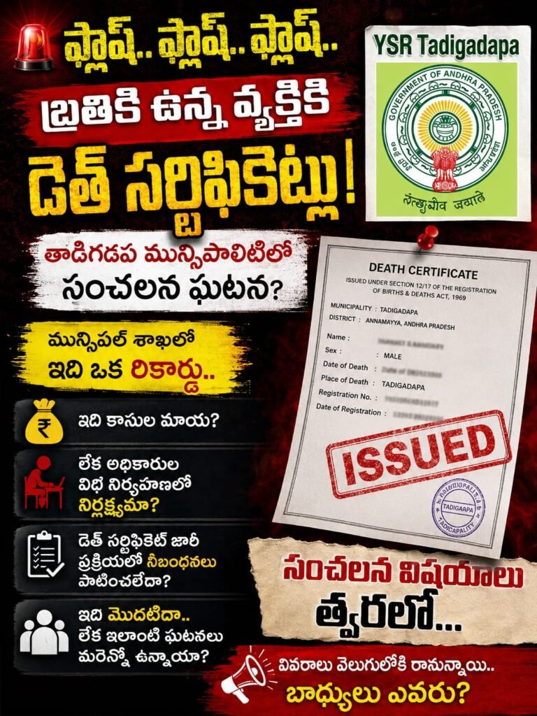 నకిలీ డెత్ సర్టిఫికెట్లు జారీ చేస్తున్న తాడిగడప మున్సిపల్ అధికారులు..