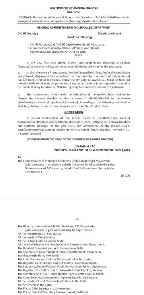 ఏపీలో మిలాద్-ఉన్-నబీ సెలవు దినం మార్పు..