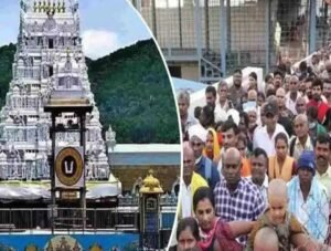 వైకుంఠం క్యూ కాంప్లెక్స్‌లోని కంపార్టుమెంట్లు అన్ని నిండిపోయి వెలుపల క్యూలైన్లలో వేచి వున్న భక్తులు..