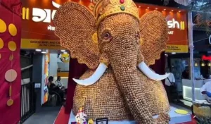 21వేల పానీ పూరిల‌తో 13 అడుగుల ఎత్తైన గ‌ణేశుడు